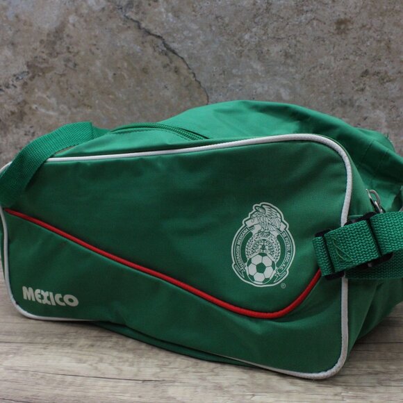 Vintage Seleccion Mexicana Soccer Travel Small Green Duffel Bag Nylon Mexico Y2k - Picture 6 of 13